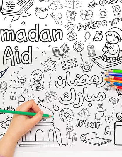 Mon Grand Poster "Ramadan & Aid" à colorier DEENILEARN