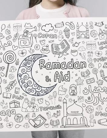 Mon Grand Poster "Ramadan & Aid" à colorier DEENILEARN